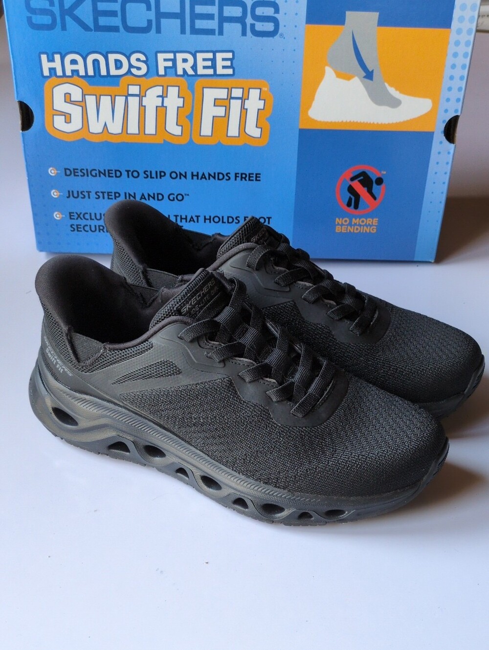 Skechers Swift Fit Sneakers Mens 9 Black New Hands Free Glide-Lite Dual